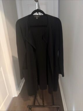 Black Open-Front Long Cardigan